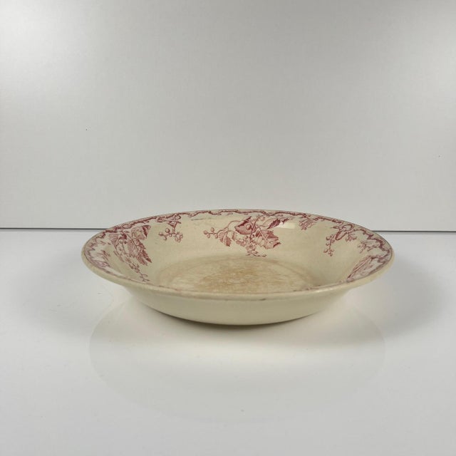 Lunéville Ironstone Salad Bowl, "Fontainebleau" pattern, pink, 19th century Dimensions: Diameter: 28 cm Height: 5 cm Good...