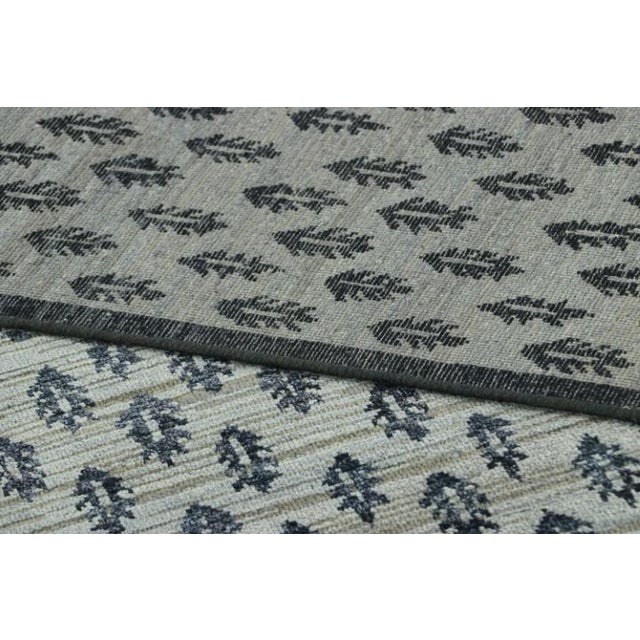 Textile Rug & Kilim’s Block Print Rug Design in Gray With Grisaille Blue Floral Patterns For Sale - Image 7 of 7