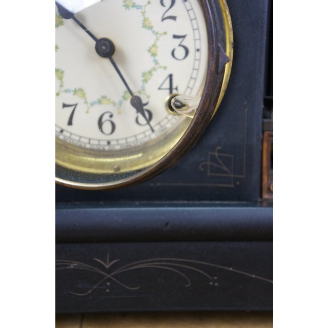 Late 19th Century Antique Sessions Neoclassical Figure With Lyre Key Wound Mantel Clock For Sale - Image 5 of 14