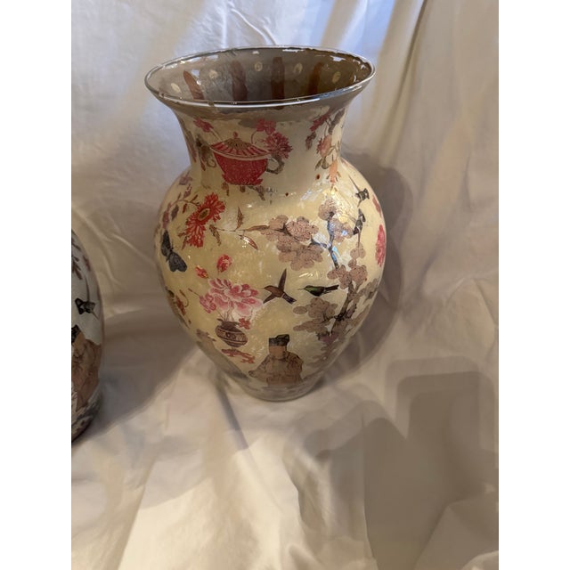 Glass Pair of 19th Century Decalcomanis Vases For Sale - Image 7 of 12