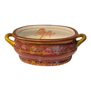 Vintage Chinese Porcelain Koi Footbath Planter For Sale
