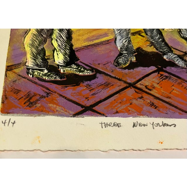 Figurative 1980’s Original Colored Etching “Three New Yorkers” Signed Numbered 4/4 For Sale - Image 3 of 5