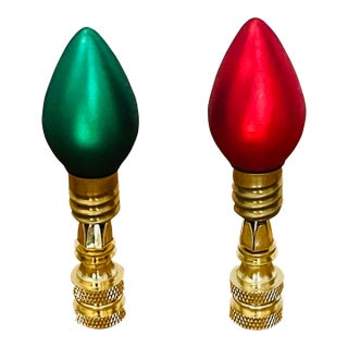 1960s Cute Glass Mini Bulbs Lamp Finials - a Pair For Sale