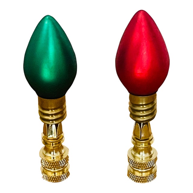1960s Cute Glass Mini Bulbs Lamp Finials - a Pair For Sale