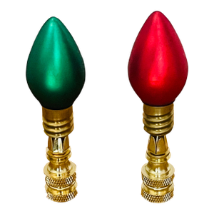 1960s Cute Glass Mini Bulbs Lamp Finials - a Pair