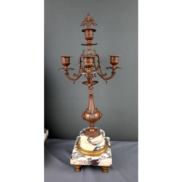 Early 20th Century Marble and Spelter Fireplace Mantel Set by A. Moreau, Set of 3 For Sale - Image 17 of 18