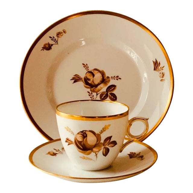 1960s Royal Copenhagen Brown Rose Breakfast Set - 3 pcs For Sale