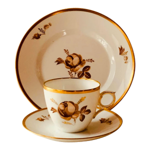 1960s Royal Copenhagen Brown Rose Breakfast Set - 3 pcs