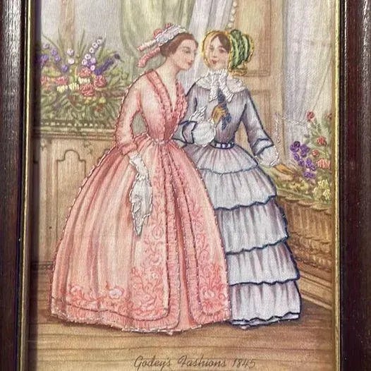 Mid 19th Century Godeys 1845 French Fashion Progress Embroidered Plates- Set of 3 For Sale - Image 5 of 12