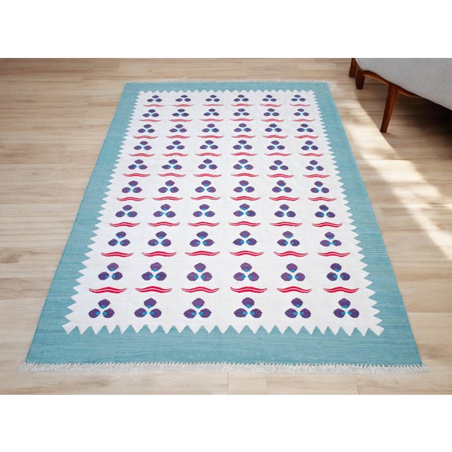 2020s Turkish Silk Rug Kilim Hand Woven Chintamani Motif Oushak Area Rug - 4′2″ × 6′4″ For Sale - Image 5 of 16