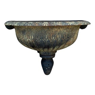 :ate 20th Century Neoclassical Style Cast Iron Wall Fountain Bowl Urn Lavabo Garden Planter Pot For Sale