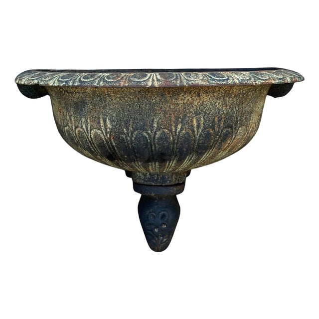 :ate 20th Century Neoclassical Style Cast Iron Wall Fountain Bowl Urn Lavabo Garden Planter Pot For Sale