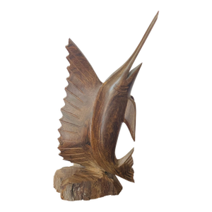Vintage Carved Palisander Tropical Wood Marlin