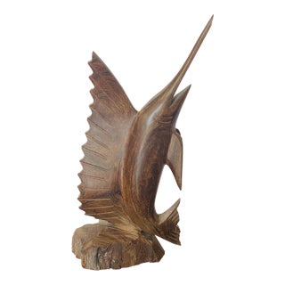 Vintage Carved Tropical Wood Marlin For Sale