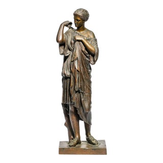 Wonderful High Quality Large Antique Victorian Bronze Statue Sculpture Diana of Gabii Neoclassical Woman Grand Tour For Sale