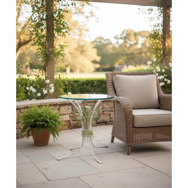 Vintage Mid-Century Italian Style Gilt Metal Daisy Bouquet Side Table For Sale In West Palm - Image 6 of 7