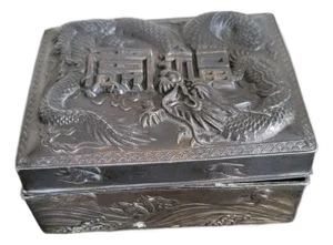 Early 20th Century Dragon Motif Asian Metal Box