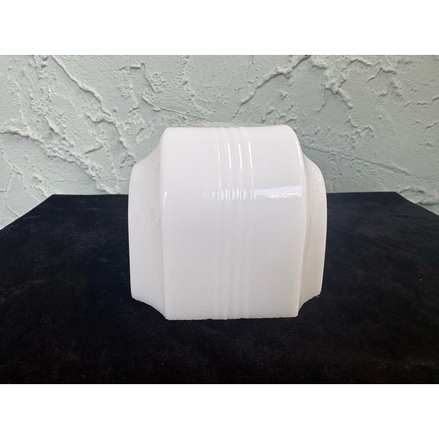 1930s 1930s Art Deco Streamline White Milk Glass Sconce Slip Shade For Sale - Image 5 of 9