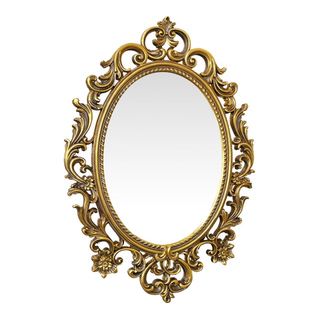 Grand French Rococo Oval Mirror – Ornate Gold Leaf Frame With Elaborate Carved Details For Sale