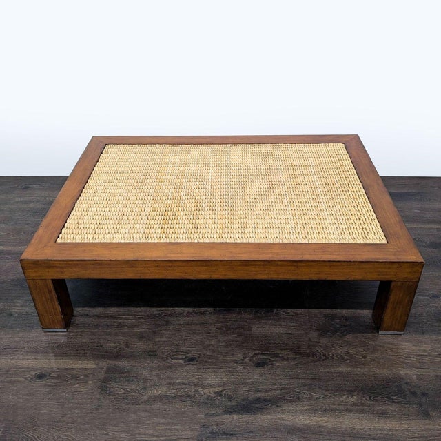 Contemporary Ralph Lauren Rattan Woven Top Coffee Table For Sale - Image 3 of 6