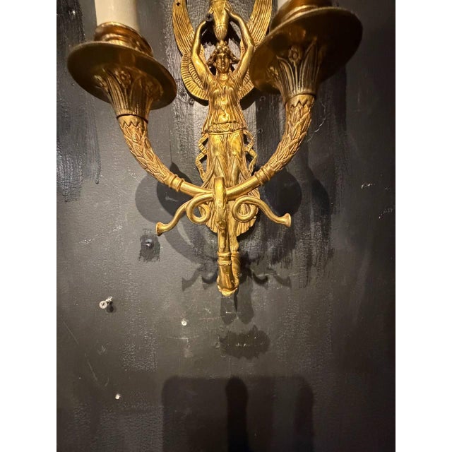 1930s 1930 French Empire Style Sconces 2 Lights For Sale - Image 5 of 7