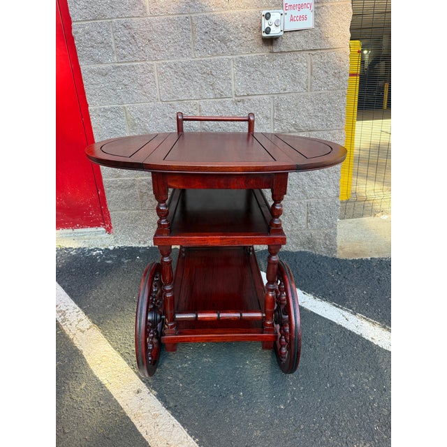 Late 20th Century Vintage Rosewood Drop Leaf Tea Bar Cart For Sale - Image 12 of 12