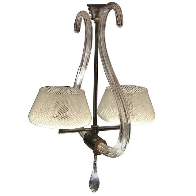 Murano Reticello Chandelier, 1940s For Sale - Image 9 of 9