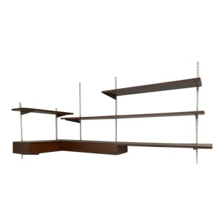 1960s Mid- Century Wall Mounted Corner Shelving With Hidden Under Lighting For Sale