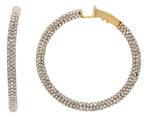 18K Rose Gold 6.90 Cttw Pave Set Diamond Inside Out Eternity Hoop Earrings (F-G Color, VS1-VS2 Clari