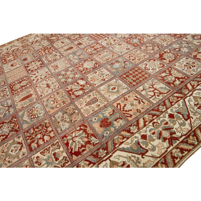 1920s Floral Persian Bakhtiari Rust Wool Rug Handcrafted in the 1920s For Sale - Image 5 of 8