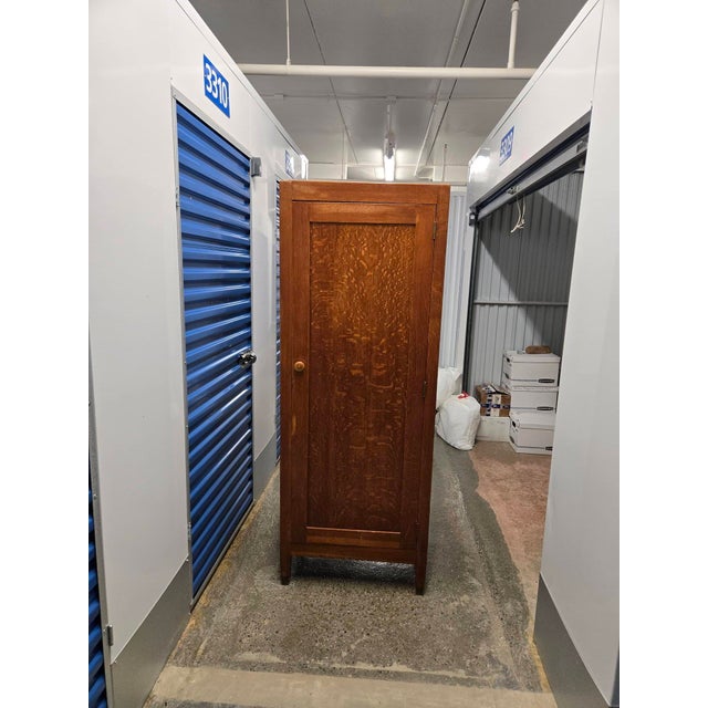 My mother purchased this this very simple ca 1910 solid oak wardrobe from an antiques dealer in Washington State during...