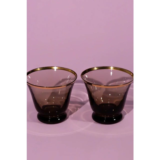 Dark Gray Vintage Smokey Grey Art Glass Decanter Set- 6 Pieces For Sale - Image 8 of 10