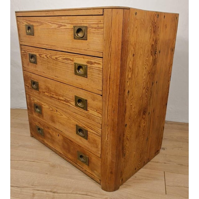 Vintage Campaign Pine Chest of Drawers, 1960 For Sale - Image 3 of 18
