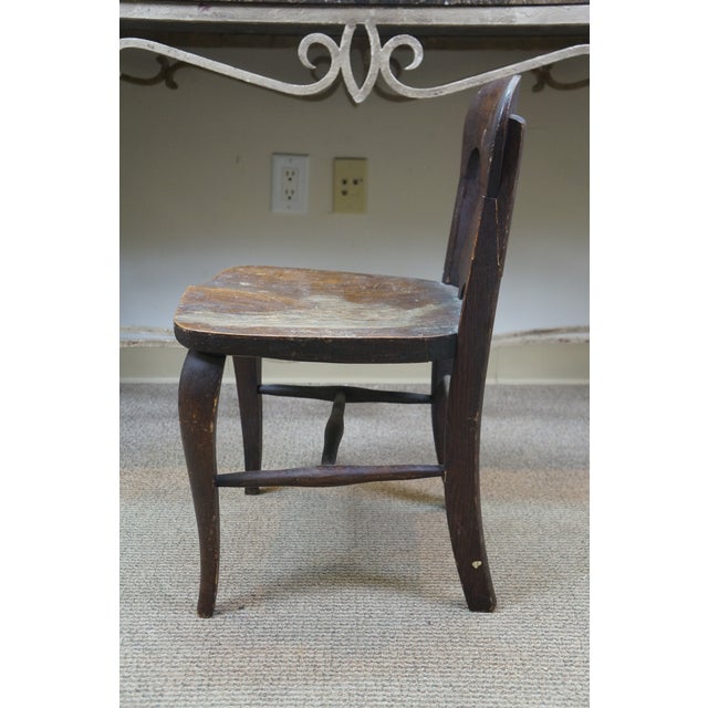 Wood Antique Victorian Quartersawn Oak Child Doll Sized Desk Dining Chair 25" For Sale - Image 7 of 15