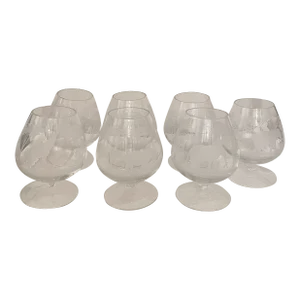Vintage Rowland Ward Big Game Safari Crystal Brandy Snifters- Set of 7