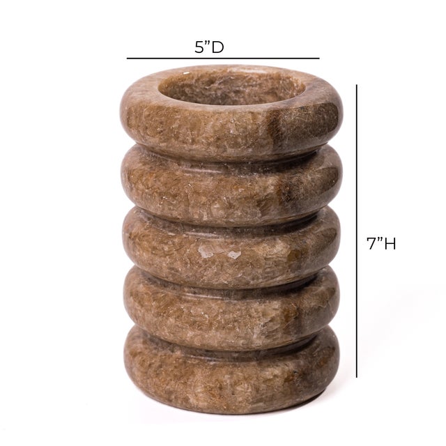 Brown Marble Layered Vase For Sale In Los Angeles - Image 6 of 6