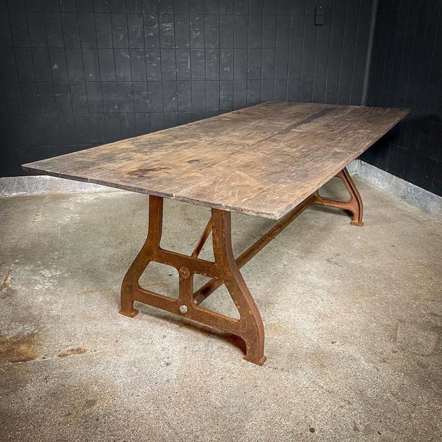 Industrial Dining Table in Teak For Sale - Image 11 of 11