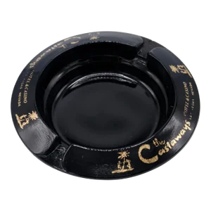 Castaways Hotel Las Vegas Black & Gold Glass Ashtray