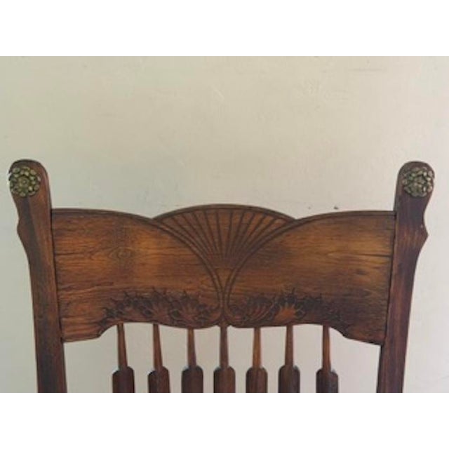 Antique Rocking Chair With Embellishments and Masterful Elegant Arms and Back! For Sale - Image 9 of 13