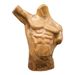 1970s Hand-Carved Teak Sculpture: "Torso" by Don Homan For Sale
