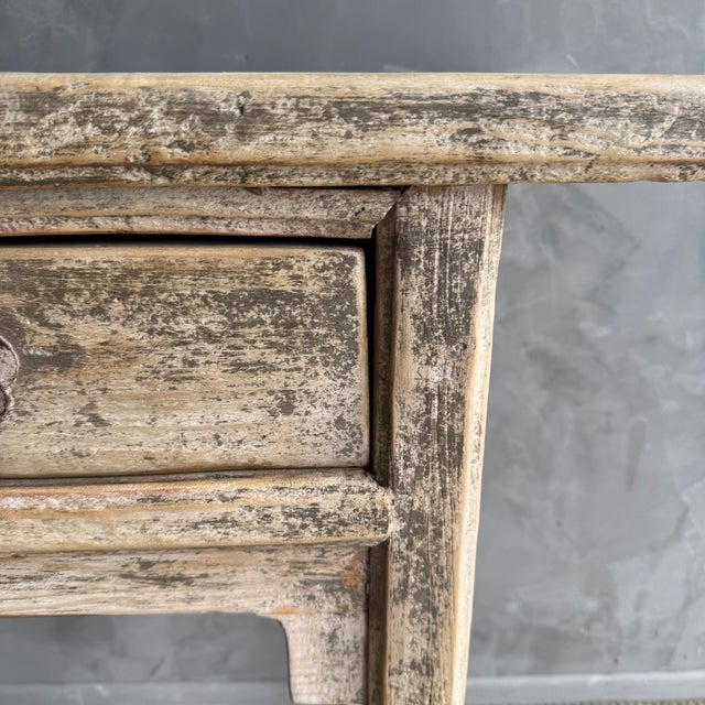 Brown Vintage Elm Wood Console With 4 Drawers For Sale - Image 8 of 13