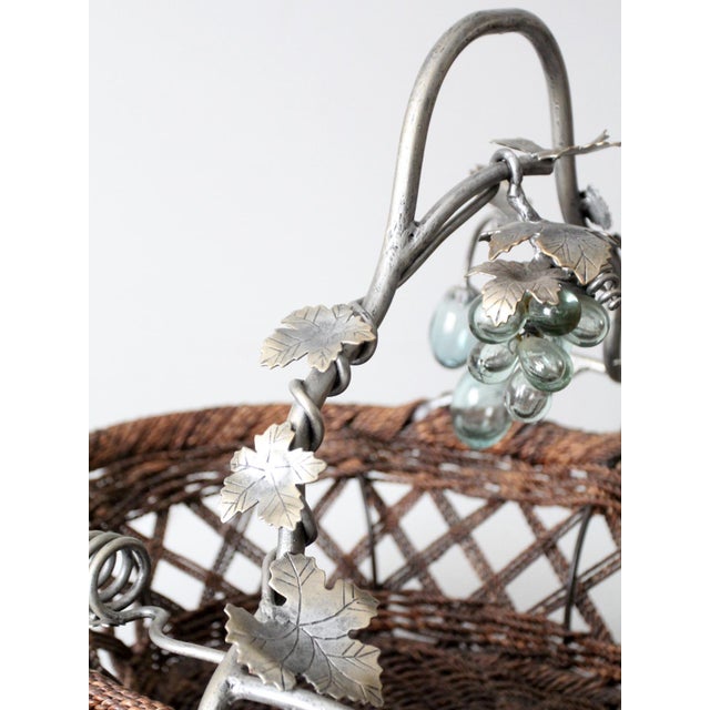 Vintage Large Grapevine Basket With Metal Handle For Sale - Image 14 of 18