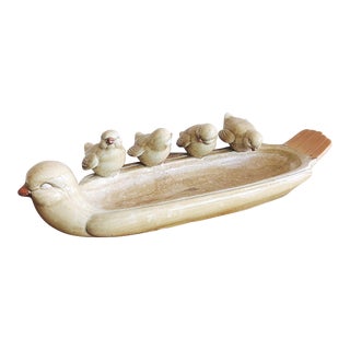 Vintage Celadon Ceramic Bird Bath For Sale