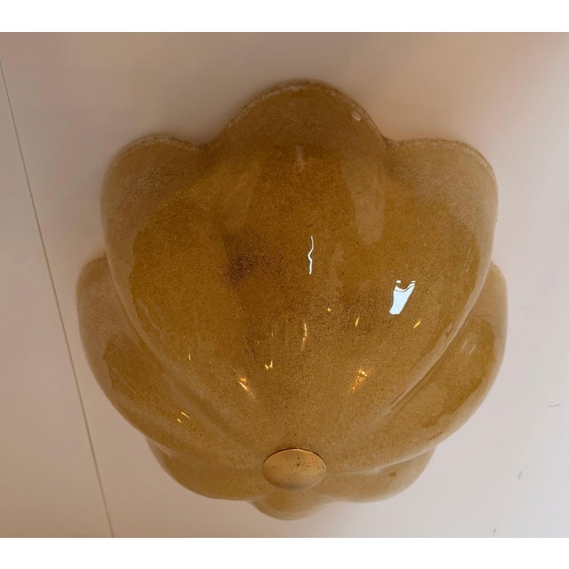 1980s Mid-Century Modern Golden Murano Glass Floral Flush Lamps - a Pair For Sale - Image 13 of 16