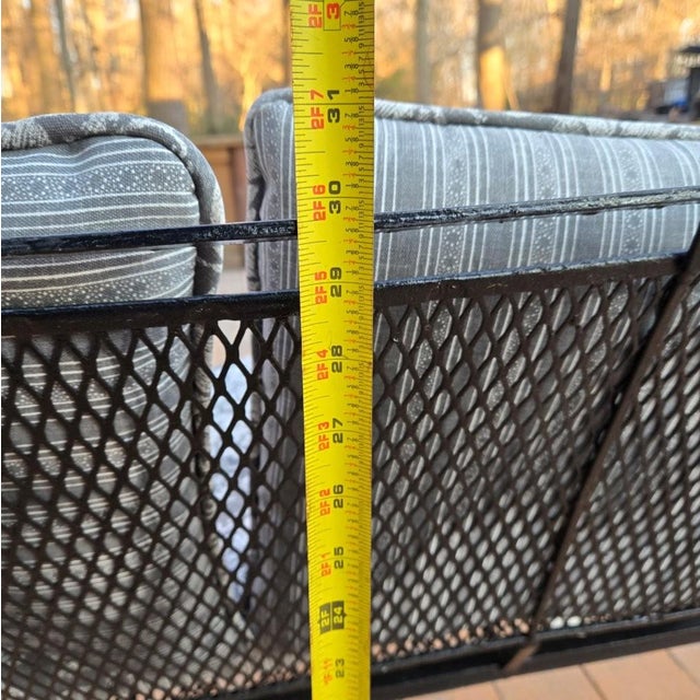 Metal Late 20th Century Outdoor Patio Wrought Iron Bench in Great Condition With Plush Cushions For Sale - Image 7 of 13