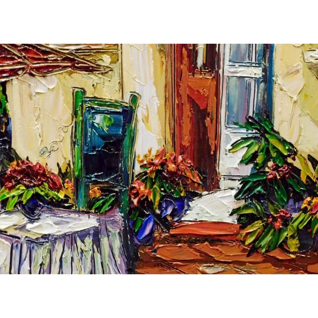 Blue Maya Eventov "Untitled" Custom Frame Original Acrylic Flowers Hand Signed For Sale - Image 8 of 10