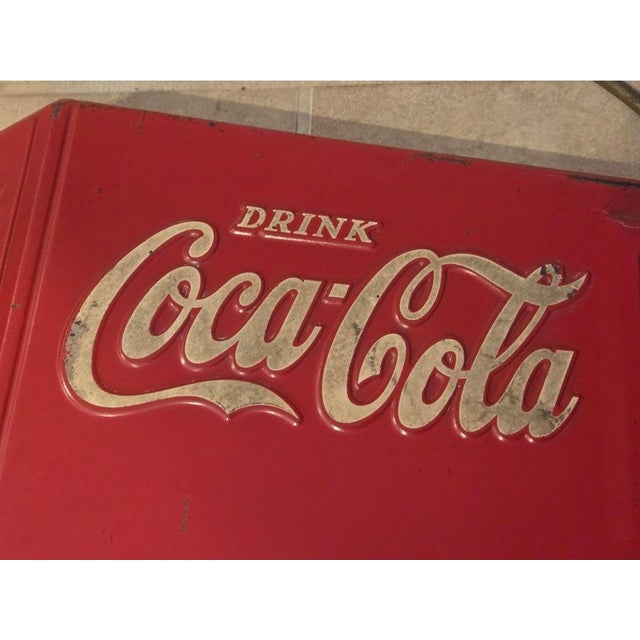 Metal Vintage Coca Cola Cooler Sign Arrow For Sale - Image 7 of 12
