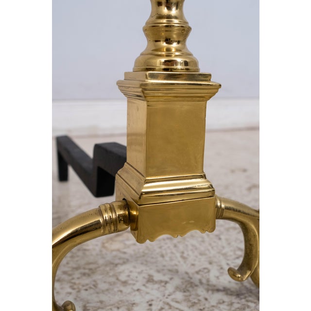 Pair Virginia Metalcrafters Colonial Williamsburg Fireplace Andirons For Sale - Image 10 of 11