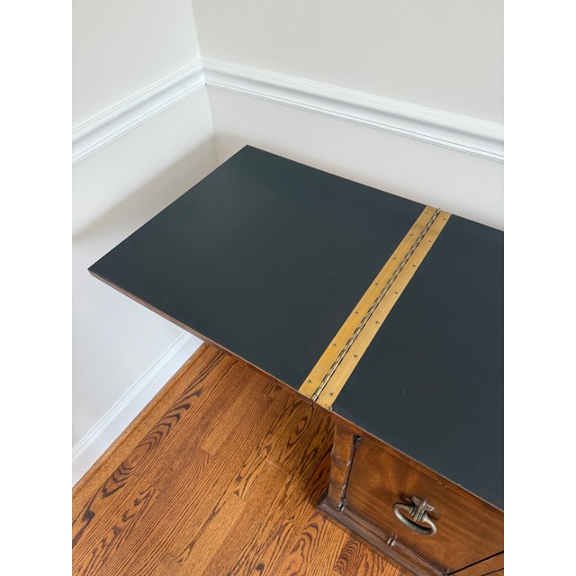 Vintage Drexel Heritage Flip Top Hollywood Regency Faux Bamboo Server For Sale - Image 14 of 18