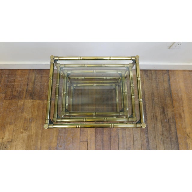 1960s 1960s French Brass & Glass Nesting Tables - Set of 3 For Sale - Image 5 of 13